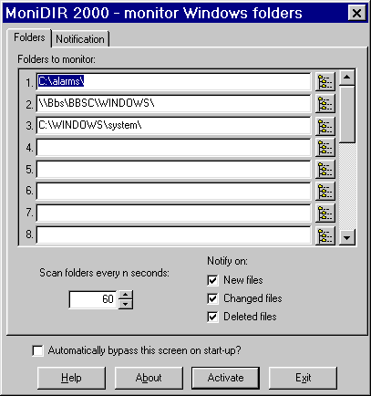Monidir 2000 - Freeware folder/file monitor