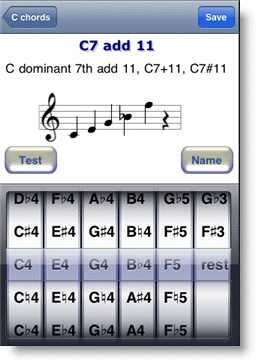 Chord edit for Trumpet iPhone App
