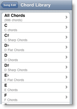 Chord library for Trumpet iPhone app