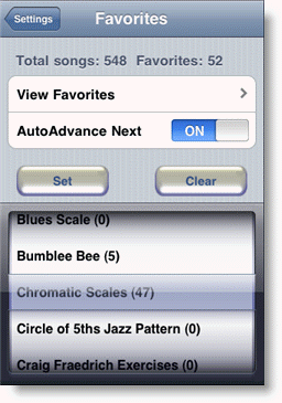Favorite songs in Trumpet iPhone App